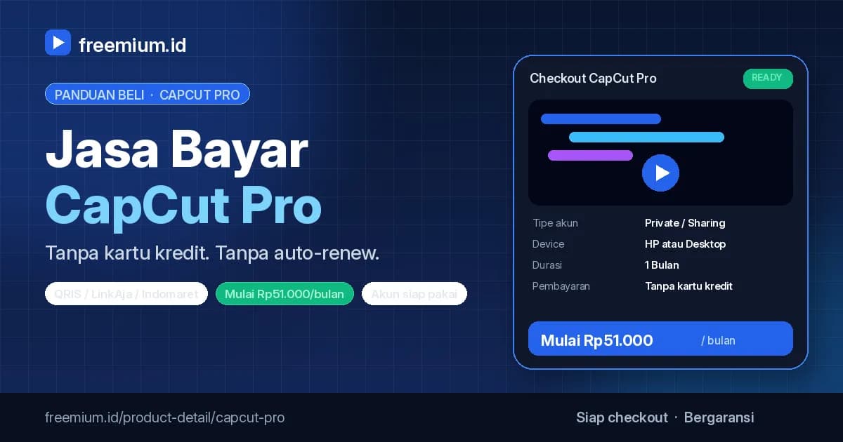 Jasa Bayar CapCut Pro: Tanpa Kartu Kredit & Auto-Renew